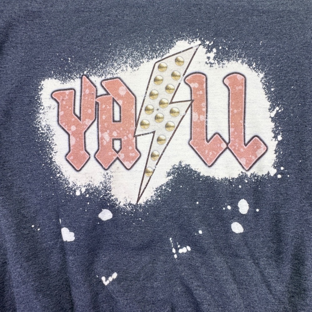 Western Cowgirl Rock Women's Sweat Shirt Medium Dark Gray Yall Lightning Bolt‎